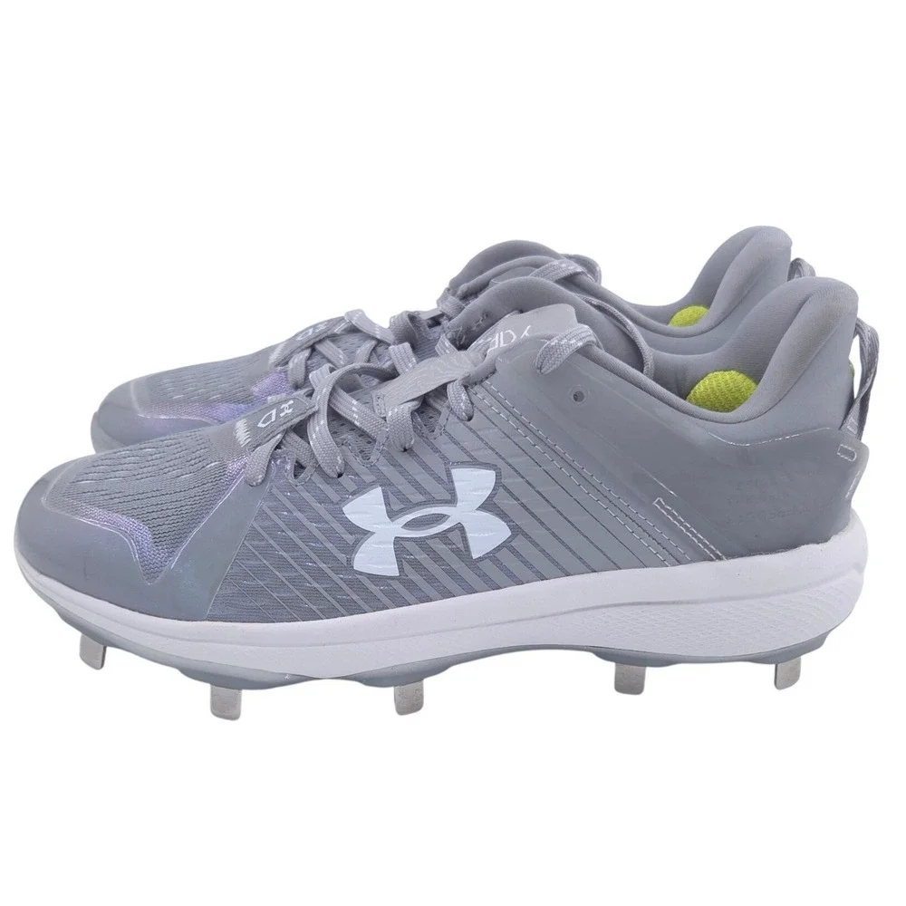 Under Armour Yard Low MT Baseball Cleats Men 7.5 Gray Shoe Lightweight Metal NEW